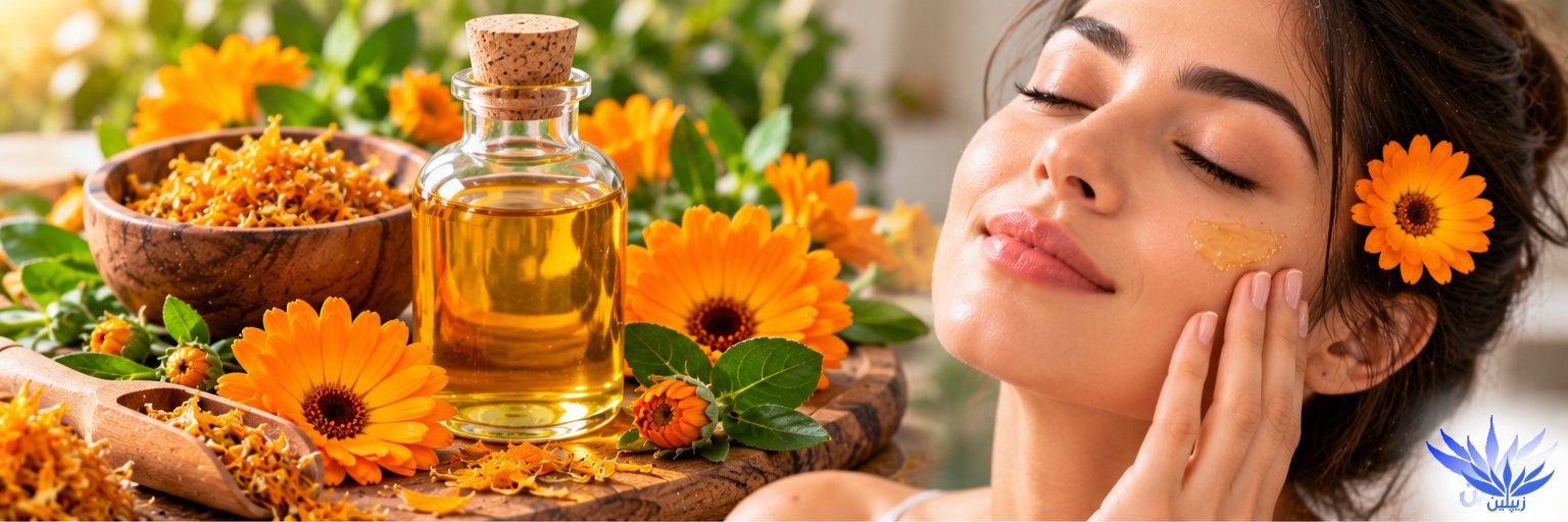خواص روغن کالاندولا برای پوست و مو | فواید روغن گل همیشه بهار